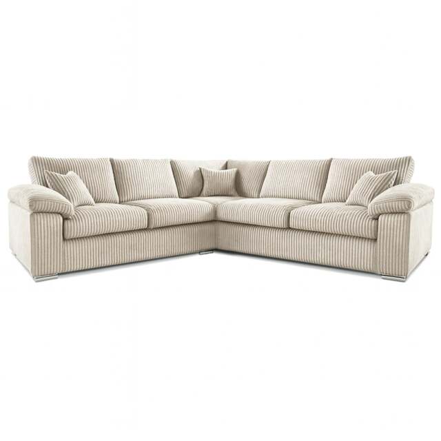 Rackhams Delta Full Jumbo Cord 5 Seater Corner Sofa - Cream - image 1