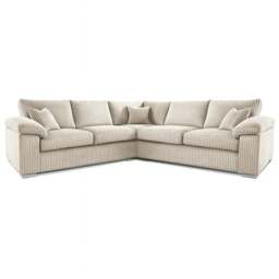 Rackhams Delta Full Jumbo Cord 5 Seater Corner Sofa - Cream