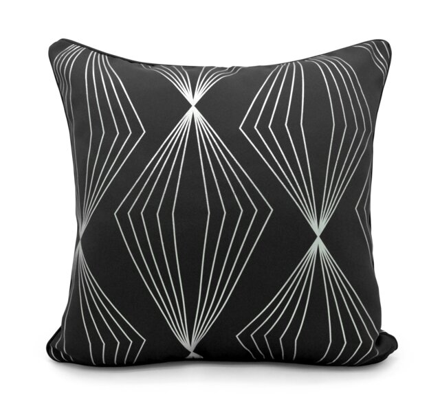 Rackhams Modern Geomtric Foil Print Cushion - 43cm x 43cm - Black - image 1