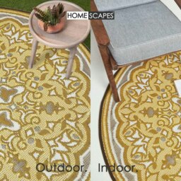 Rackhams Round Outdoor Rug Luxury Waterproof Reversible Recycled, For Garden, Rae - 180 x 180 cm - thumbnail 4