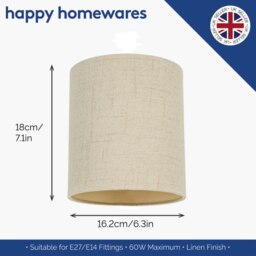 "Rackhams Contemporary and Sleek Taupe Linen Fabric 6"" Cylindrical Lamp Shade 60w Maximum" - thumbnail 5