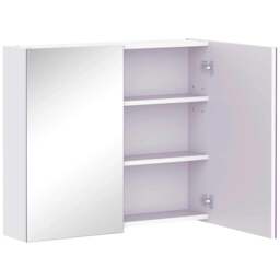 Rackhams Bathroom Mirror Cabinet, 3-Tier Wall Mount Bathroom Storage Cabinet with Soft-Close Hinges and Adjustable Shelf, Double Door Cupboard, White - thumbnail 1