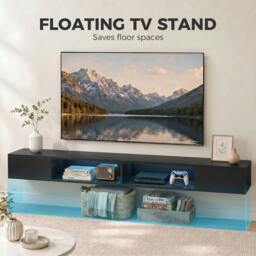 Rackhams TV Stand with RGB LED Lights for 75-Inch TV - Rustic Brown - thumbnail 5