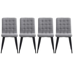 Rackhams 44 cm Height Set of 4 Tufted Modern Armless Dining Chairs with Metal Legs - Grey - thumbnail 4