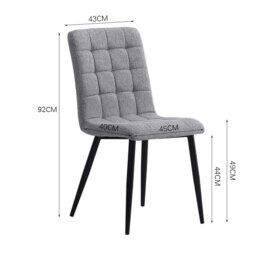 Rackhams 44 cm Height Set of 4 Tufted Modern Armless Dining Chairs with Metal Legs - Grey - thumbnail 3