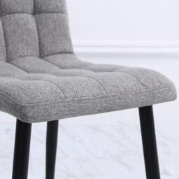 Rackhams 44 cm Height Set of 4 Tufted Modern Armless Dining Chairs with Metal Legs - Grey - thumbnail 6