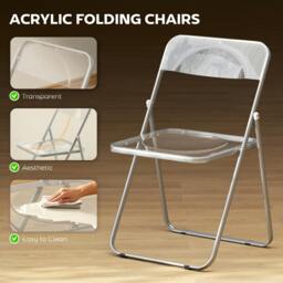 Rackhams Foldable Chairs with Heavy Duty Steel Frame, Clear - 4 - Acrylic, Steel - Folding chair - thumbnail 4