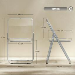 Rackhams Foldable Chairs with Heavy Duty Steel Frame, Clear - 4 - Acrylic, Steel - Folding chair - thumbnail 3