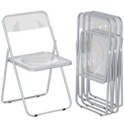 Rackhams Foldable Chairs with Heavy Duty Steel Frame, Clear - 4 - Acrylic, Steel - Folding chair - thumbnail 2
