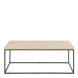 Rackhams Barossa Coffee Table with Light Oak Top & Black Steel Base 110x55x45cm - 1 - Black - Beige - thumbnail 3