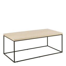 Rackhams Barossa Coffee Table with Light Oak Top & Black Steel Base 110x55x45cm - 1 - Black - Beige - thumbnail 2