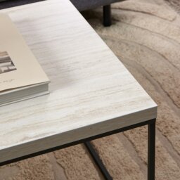 Rackhams Barossa Coffee Table with Light Oak Top & Black Steel Base 110x55x45cm - 1 - Black - Beige - thumbnail 4