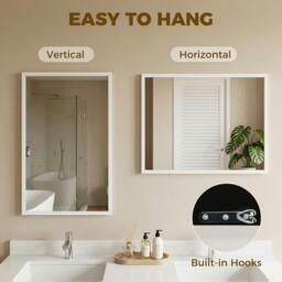 Rackhams Wall-Mounted Bathroom Mirror, Decorative Rectangular, White - thumbnail 5