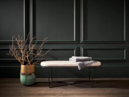 Rackhams Finn Ottoman Stools - Brushed Brass - Pewter Grey Seat Upholstery - thumbnail 3