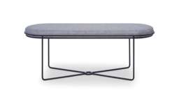 Rackhams Finn Ottoman Stools - Brushed Brass - Pewter Grey Seat Upholstery - thumbnail 2