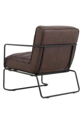 Rackhams Mid-Century PU Leather Striped Leisure Armchair with Metal Base - Brown - thumbnail 5