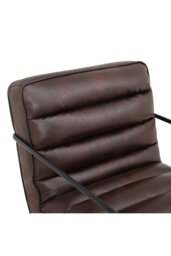 Rackhams Mid-Century PU Leather Striped Leisure Armchair with Metal Base - Brown - thumbnail 6