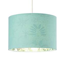 Rackhams Unique Jungle Print Duck Egg Lampshade with Palm Trees, Sloths and Elephants - thumbnail 2