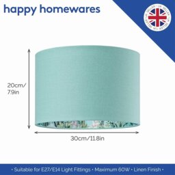 Rackhams Unique Jungle Print Duck Egg Lampshade with Palm Trees, Sloths and Elephants - thumbnail 6