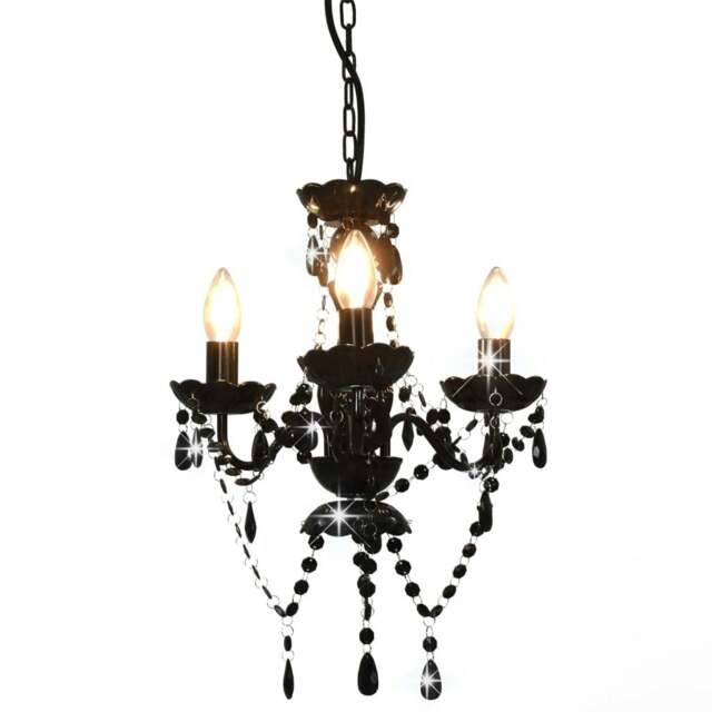 Rackhams Chandelier with Beads Black Round 3 x E14 - image 1