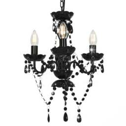 Rackhams Chandelier with Beads Black Round 3 x E14 - thumbnail 3
