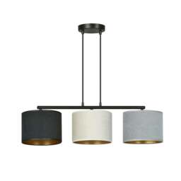Rackhams HILDE Pendant lamp 3 x E27 Black with Black, Grey and White Shade