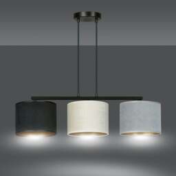 Rackhams HILDE Pendant lamp 3 x E27 Black with Black, Grey and White Shade - thumbnail 4
