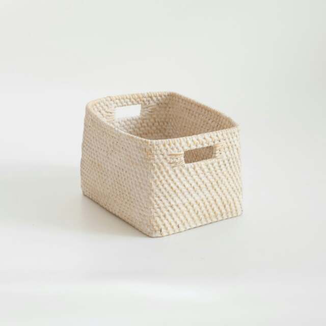 Rackhams Colourful rattan storage baskets in 4 colours - Short - White Wash - One - image 1