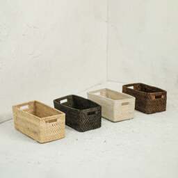 Rackhams Colourful rattan storage baskets in 4 colours - Short - White Wash - One - thumbnail 3