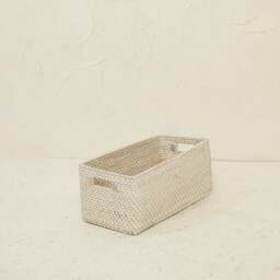 Rackhams Colourful rattan storage baskets in 4 colours - Short - White Wash - One - thumbnail 6