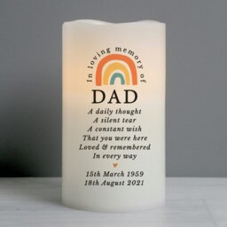 Rackhams Personalised In Loving Memory Rainbow LED candle