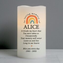 Rackhams Personalised In Loving Memory Rainbow LED candle - thumbnail 4