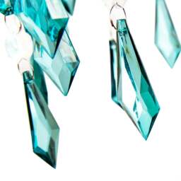 Rackhams Modern Waterfall Design Pendant Shade with Clear/Teal Acrylic Drops and Beads - thumbnail 4