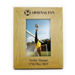 Rackhams Personalised Oak Finish 6x4 Football Photo Frame - thumbnail 2