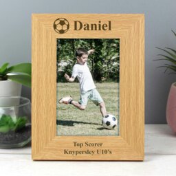 Rackhams Personalised Oak Finish 6x4 Football Photo Frame