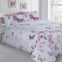 Rackhams Butterfly Glaze Printed Cotton Blend Duvet Cover and Pillowcase Set - Purple - Single