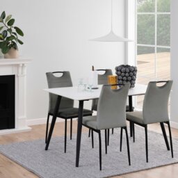 Rackhams Wicklow Ceramic Dining Table in White - Black - No - White - thumbnail 3