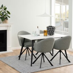 Rackhams Wicklow Ceramic Dining Table in White - Black - No - White - thumbnail 4