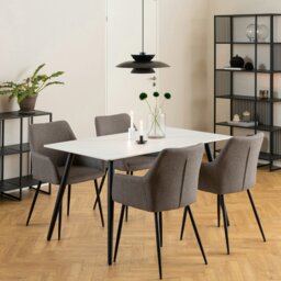 Rackhams Wicklow Ceramic Dining Table in White - Black - No - White - thumbnail 5