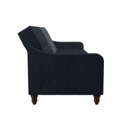 Rackhams Vintage Tufted Sofa Bed in Velvet Blue - Blue - thumbnail 3