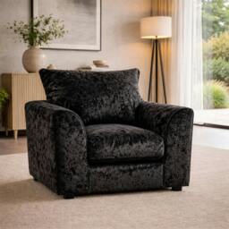 Rackhams Cushia Living Room Furniture Range - Armchair - Black Crushed Velvet