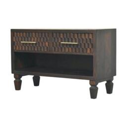 Rackhams Solid Wood Cadiz Carved Shoe Storage Bench - thumbnail 3