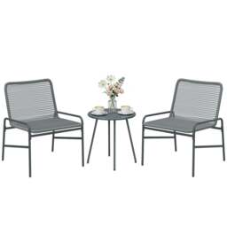 Rackhams Rattan Bistro Set with 2 Chairs & Round Table for Patio - Green - thumbnail 3