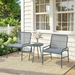 Rackhams Rattan Bistro Set with 2 Chairs & Round Table for Patio - Green - thumbnail 2