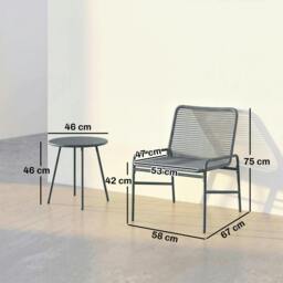 Rackhams Rattan Bistro Set with 2 Chairs & Round Table for Patio - Green - thumbnail 4