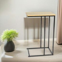 Rackhams C Shaped Side Table Natural Brown - thumbnail 1