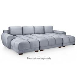 Rackhams Zura Plush Velvet Large U Shaped 4 - 5 Seater Sofa  - Cream, Grey or Mocha - Cream - thumbnail 6