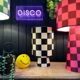Rackhams Portable Checkerboard Velvet lamps in Liquorice - Midi - 52cm Height - Rechargeable LED Bulb - thumbnail 3