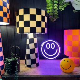 Rackhams Portable Checkerboard Velvet lamps in Liquorice - Midi - 52cm Height - Rechargeable LED Bulb - thumbnail 4