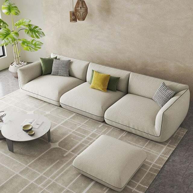 Rackhams TOFU Agnes Three Seater Corner Sofa, Suede, Modular Sofa - Off-White - Ottoman ( Can't be sold separately. ) - image 1